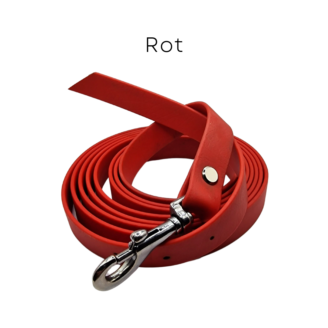 Schleppleine 2m lang aufgerollt mit Karabiner in der Farbe Rot